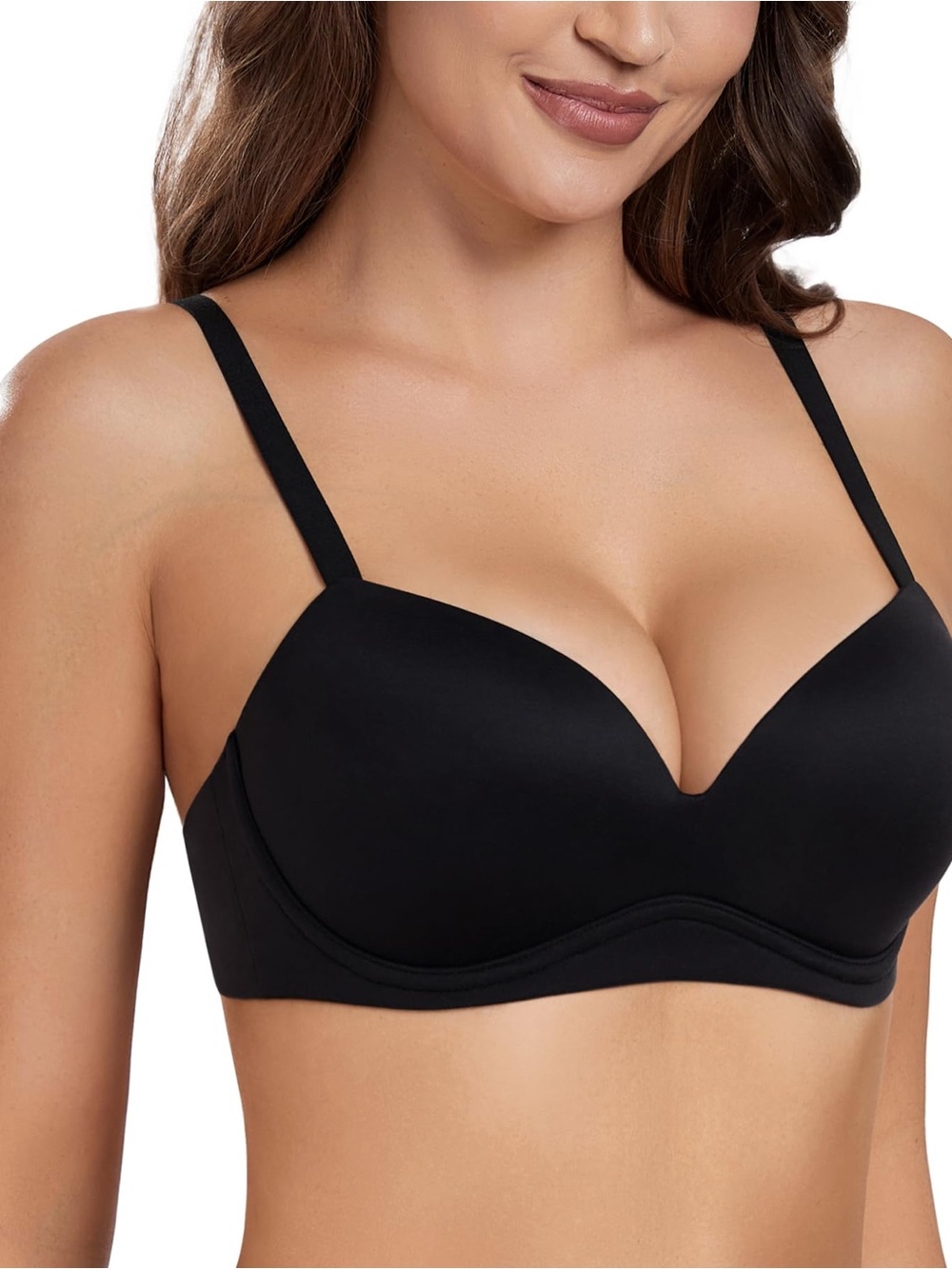HACI Wireless Push Up Bra Women’s US Size 36D Black Microfiber Plunge